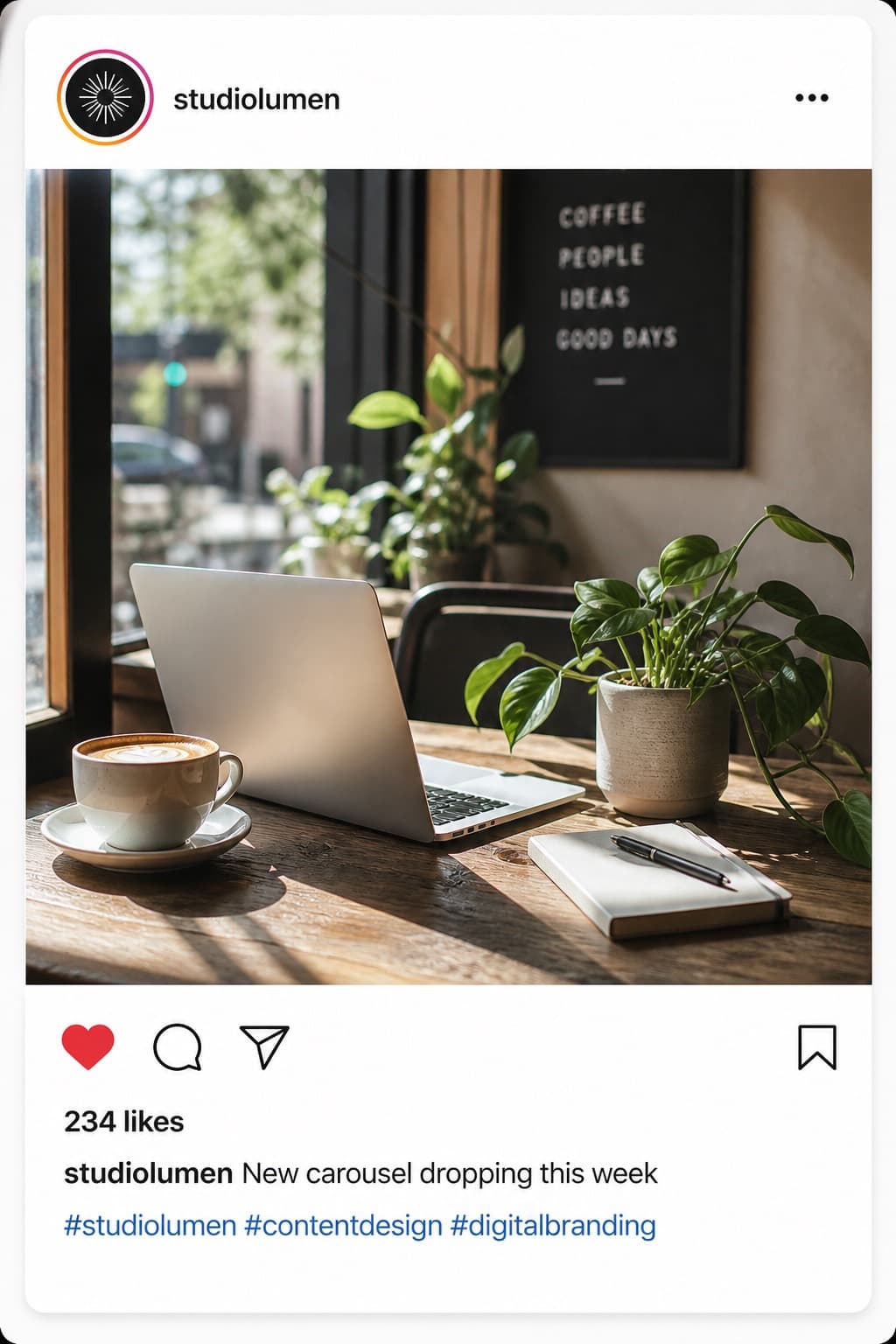 Instagram feed post preview