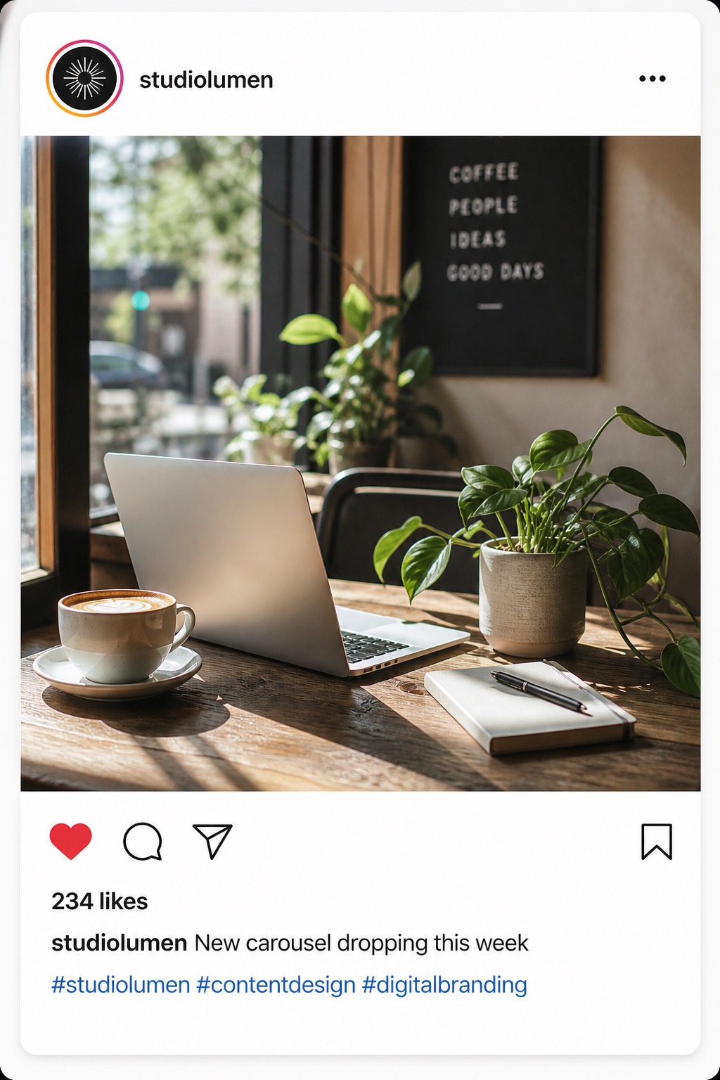 Instagram feed post preview